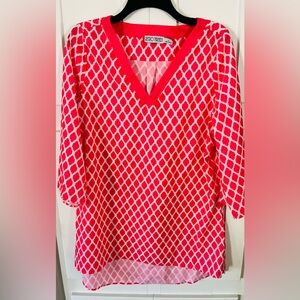 Retro Threads Size Large Stylish Pink Geometric Women's Top